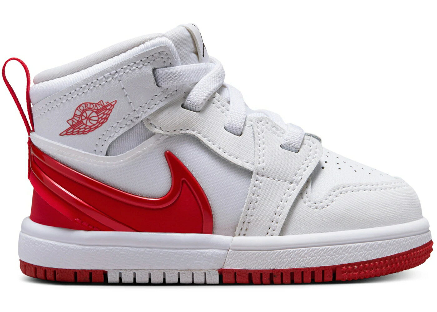 Shoes - ナイキ ジョーダン ミッド 白色 ホワイト 黒色 ブラック 赤 レッド ジュニア キッズ JORDAN 1 MID RM EASYON WHITE BLACK UNIVERSITY RED (TD) / WHITE BLACK UNIVERSITY RED