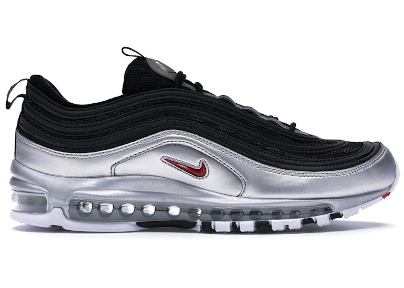 ナイキ マックス 銀色 シルバー 黒色 ブラック 赤 レッド エアマックス スニーカー メンズ NIKE AIR MAX 97 SILVER BLACK / BLACK VARSITY RED METALLIC