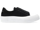 アレキサンダーマックイーン スケート 黒色 ブラック 白色 ホワイト WOMEN'S スニーカー レディース 【 ALEXANDER MCQUEEN ALEXANDER MCQUEEN DECK SKATE PLIMSOLL LACE-UP BLACK WHITE (WOMEN'S) / BLACK BLACK WHITE 】