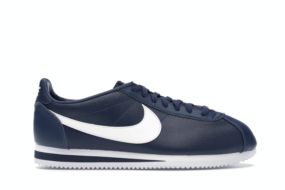 ナイキ NIKE コルテッツ レザー 紺色 ネイビー スニーカー 【 CLASSICS CORTEZ LEATHER MIDNIGHT NAVY WHITE 】