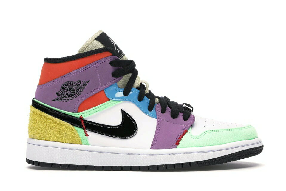 ブランド名Jordan性別Women(レディース)商品名Jordan 1 Mid SE Multi-Color (Women's)カラー/White/Black/Lightbulb/Team商品説明※こちらの商品説明文は自動で抽出した文章のため、一部商品と関係ない内容が含まれている場合がございます【商品説明】Jordan 1 Mid SE Multi-Color (Women's)は、アイコニックなジョーダン1のミッドカットバージョンです。多彩なカラーブロックが施されたデザインは、スポーティでありながらも洗練された印象を与えます。足にフィットするサポート感や快適さを提供するために、耐久性のあるレザーアッパーとクッション性に優れたミッドソールが組み合わされています。また、程よい高さのアンクルカフとパディングにより、足首に安定感とサポートをもたらします。スポーツシーンだけでなく、カジュアルな日常スタイルにも相性の良い一足です。引き締まったフォルムと多彩なカラーブロックが特徴で、ファッションアイテムとしても目を引く存在です。自信とスタイルを与えてくれるJordan 1 Mid SE Multi-Color (Women's)で、個性的なコーディネートを楽しんでみませんか？利用シーン私たちは"Jordan 1 Mid SE Multi-Color (Women's)"の活用シーンについてお話しすることができます。この靴は、様々な場面で活躍することができます。以下に具体的な利用シーンをいくつか紹介します。1. ストリートファッション：Jordan 1 Mid SE Multi-Colorは、多色使いのデザインが特徴で、ユニークな外観とスタイリッシュな印象を与えます。ストリートファッションのコーディネートに組み合わせることで、個性的でおしゃれなスタイルを演出することができます。2. カジュアルな日常着：この靴は、デイリーカジュアルスタイルにもぴったりです。デニムやスウェットパンツに合わせて、カジュアルながらもおしゃれな印象を作り出すことができます。3. スポーツウェア：Jordan 1 Mid SE Multi-Colorは、バスケットボールシューズとしても優れています。優れたクッション性とサポート力を持ち合わせているため、バスケットボールをする際にも快適に使用することができます。4. フェスやコンサート：カラフルなデザインが特徴的なこの靴は、フェスやコンサートなどの音楽イベントでも人気です。パフォーマンスやエンターテイメントに合わせて、派手なスタイルを楽しむことができます。これらのシーンでJordan 1 Mid SE Multi-Color (Women's)を活用することで、個性的でおしゃれな外見を持った姿を演出することができます。素材申し訳ありませんが、この情報では"Jordan 1 Mid SE Multi-Color (Women's)"の素材についての詳細はわかりません。商品の詳細な情報はメーカーや販売サイトなどで確認することをおすすめします。