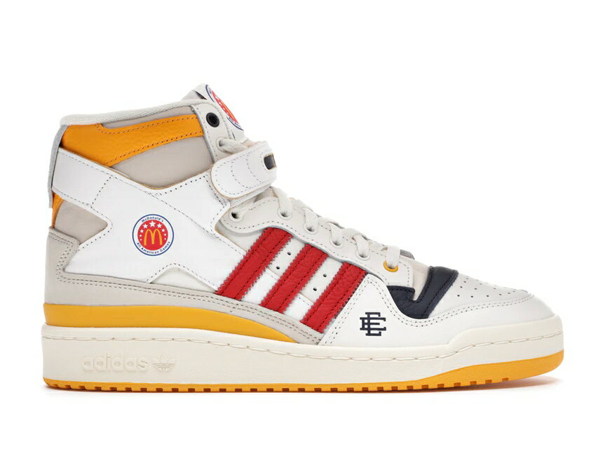 アディダス フォーラム ハイ 白色 ホワイト 赤 レッド 黄色 イエロー 紺色 ネイビー MCDONALD'S スニーカー メンズ 【 ADIDAS FORUM 84 HIGH ERIC EMANUEL ALL AMERICAN / WHITE RED YELLOW NAVY 】のサムネイル
