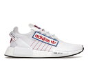 アディダス 白色 ホワイト ロゴ 青色 ブルー スニーカー メンズ 【 ADIDAS NMD R1 V2 WHITE LOGO PATCH / CLOUD WHITE SCARLET BLUE 】