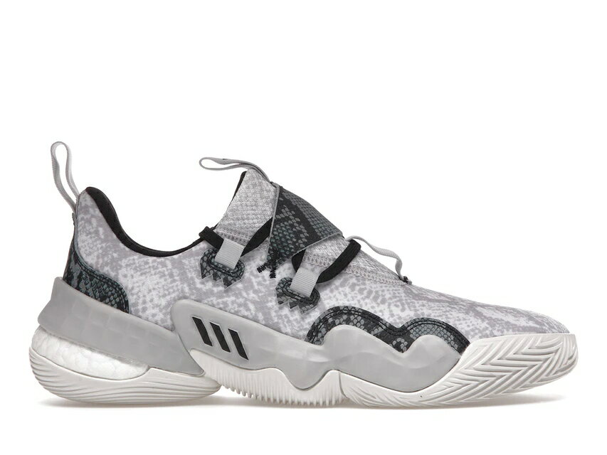 アディダス ADIDAS ソリッド 灰色 グレー スニーカー 【 TRAE YOUNG 1 LIGHT SOLID GREY SNAKESKIN CRYSTAL WHITE CORE BLACK 】