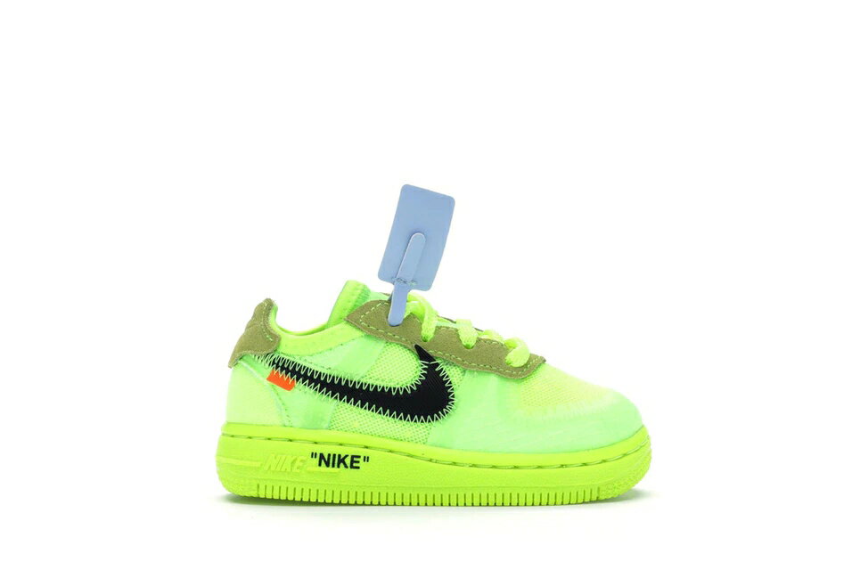 ナイキ オフホワイト 翡翠 ジェード 黒色 ブラック エアフォース 【 NIKE AIR FORCE 1 LOW OFF-WHITE VOLT (TD) / VOLT HYPER JADE CONE BLACK 】