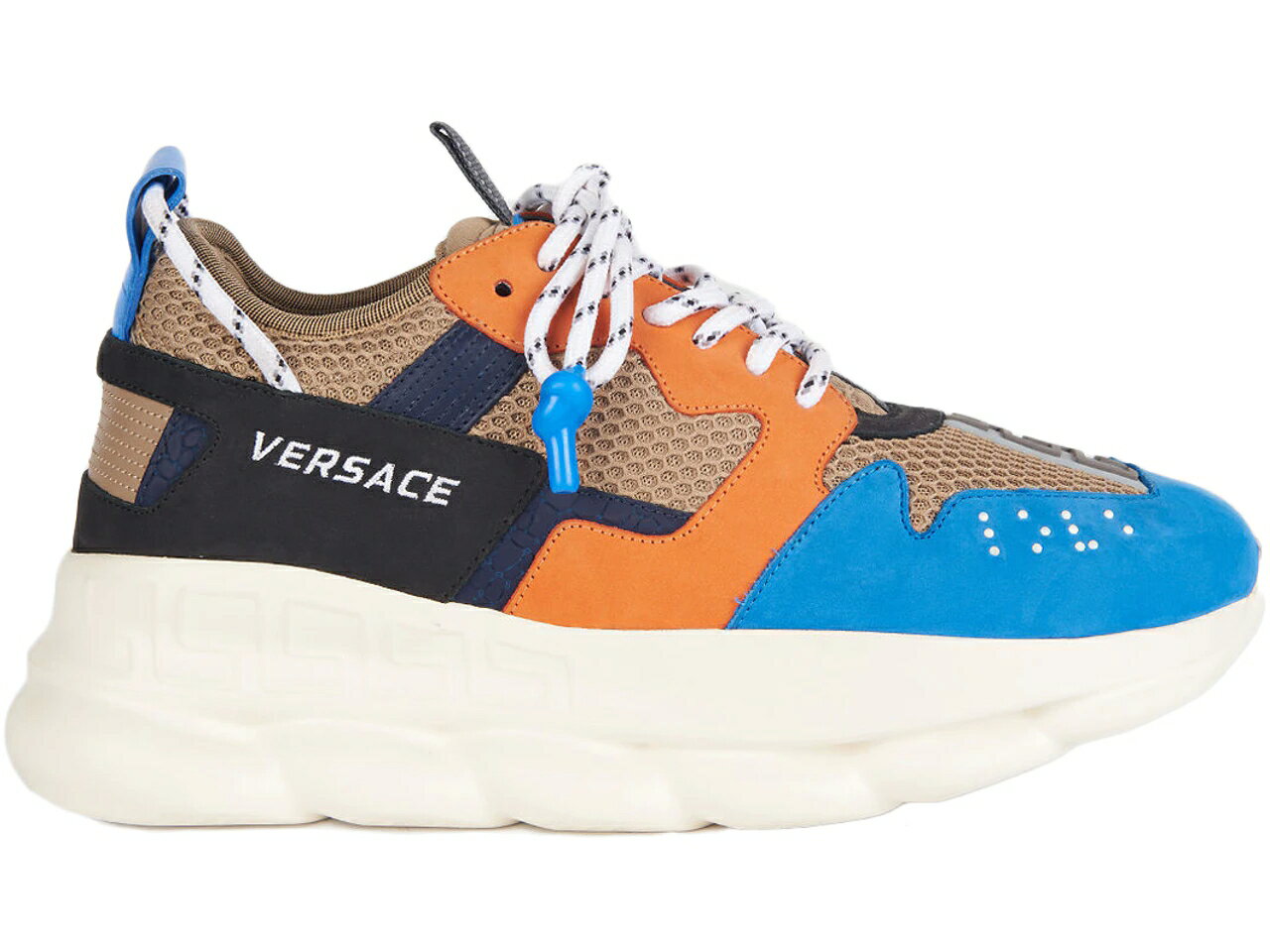 ヴェルサーチェ 茶色 ブラウン 橙 オレンジ 青色 ブルー スニーカー メンズ 【 VERSACE CHAIN REACTION 2 BROWN ORANGE BLUE / BROWN ORANGE BLUE 】