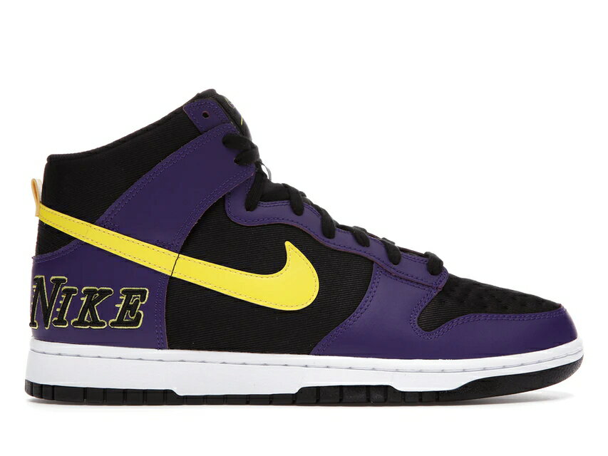 ナイキ ダンク ハイ レイカーズ 黒色 ブラック コート 紫 パープル ダンクハイ スニーカー メンズ 【 NIKE DUNK HIGH EMB LAKERS / BLACK COURT PURPLE VARSITY 】