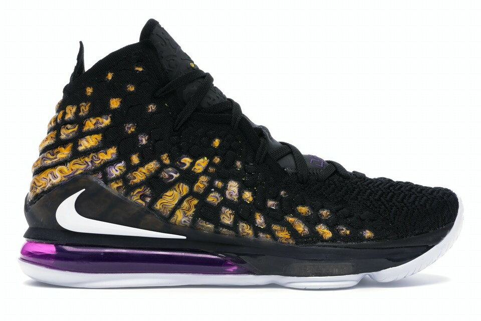 ナイキ レブロン レイカーズ 黒色 ブラック 白色 ホワイト スニーカー メンズ 【 NIKE LEBRON 17 LAKERS / BLACK WHITE EGGPLANT AMARILLO 】