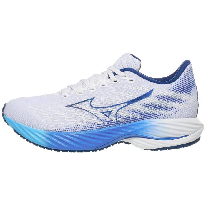 ミズノ Mizuno 【 Wave Rider 28 Men White/Estate Blue 】 Wave ウェーブ・ウェイブ スポーツ アウトドア ランニング マラソン シューズ メンズシューズ メンズ 白色 ホワイト 青色 ブルー