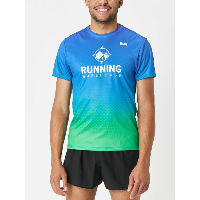 Boa 【 Men's Running Warehouse Short Sleeve Men Blue/Green 】 メンズ Sleeve スリーブ スポーツ ア..