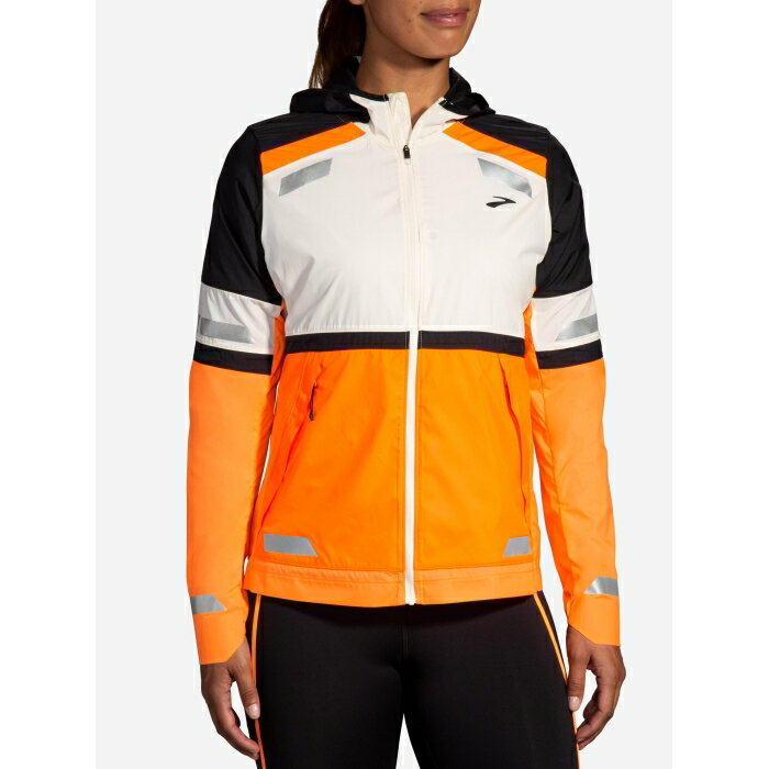 ֥å Brooks  Women's Run Visible Jacket 2.0 Women Ecru/Fluoro Flash ...
