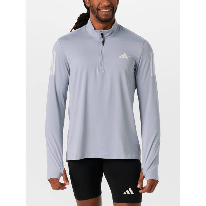 アディダス Adidas 【 Men's Own The Run Base Half-Zip Men Halo Silver 】 メンズ ラン スポーツ アウトドア ランニング マラソン ウェア メンズウェア メンズ Silver 銀色・シルバー
