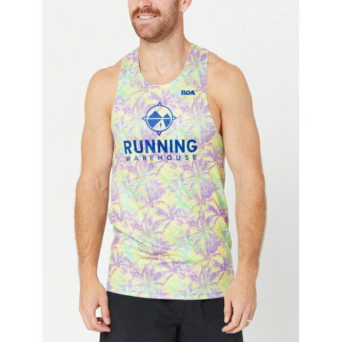 Boa 【 Men's Running Warehouse Singlet Floral Men White/Blue/Purple 】 メンズ Singlet シングレット スポーツ アウトドア ランニング マラソン ウェア メンズウェア メンズ 白色 ホワイト 青色 ブルー Purple 紫