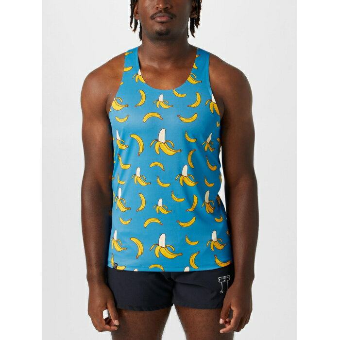 Chicknlegs 【 Men's Blue Bananas Performance Singlet Men Blue Bananas 】 メンズ 青色 ブルー パフォーマンス Singlet シングレット スポーツ アウトドア ランニング マラソン ウェア メンズウェア メンズ 青色