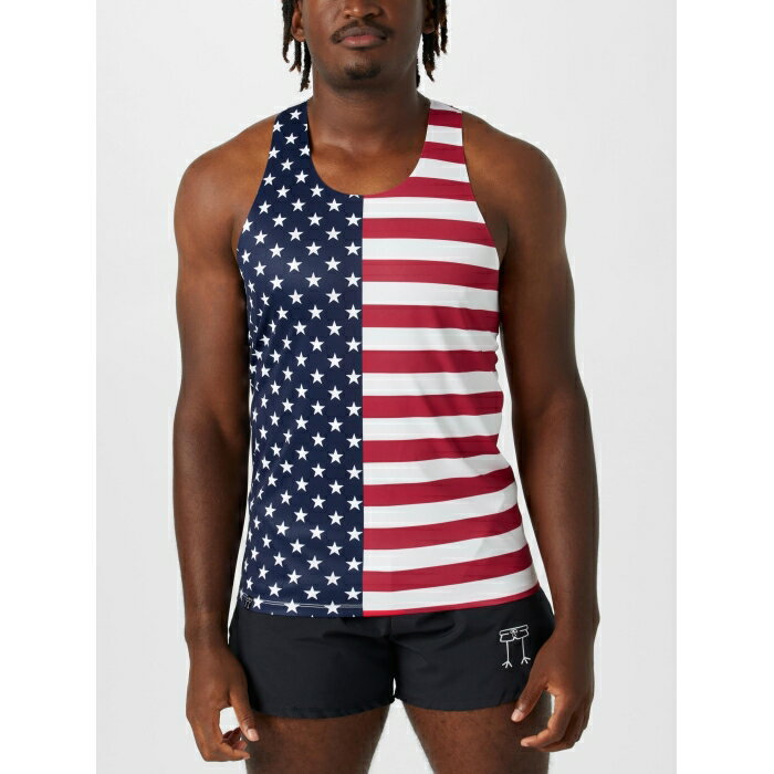 Chicknlegs 【 Men's Usa Flag Performance Singlet Men Usa Flag 】 メンズ パフォーマンス Singlet シングレット スポーツ アウトドア ランニング マラソン ウェア メンズウェア メンズ