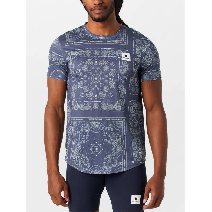 Saysky 【 Men's Paisley Patterns Combat T-Shirt Men 】 メンズ コンバット Tシャツ スポーツ アウトドア ランニング マラソン ウェア メンズウェア メンズ