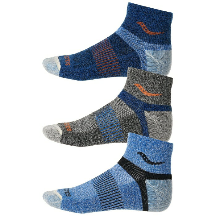 åˡ Saucony  Inferno Merino Wool Quarter Socks 3Pk Blue Unisex Blue...
