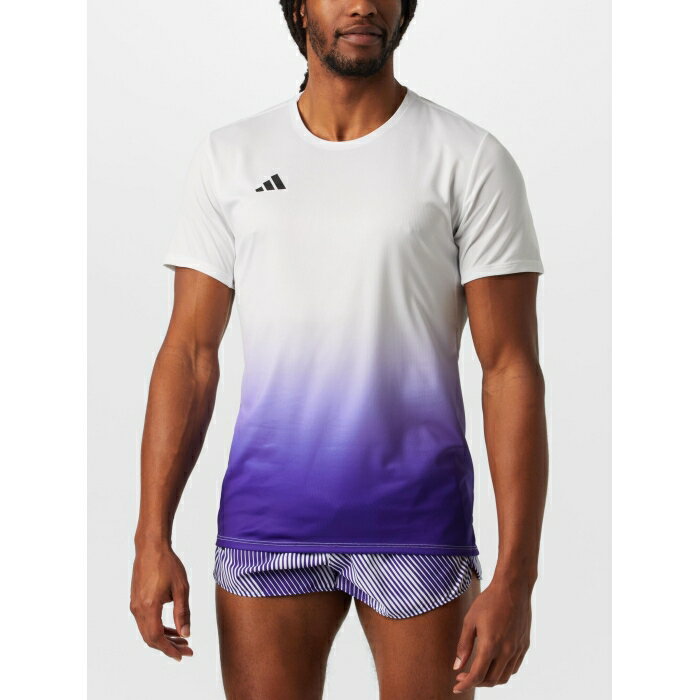 アディダス Adidas 【 Men's Adizero Essentials Running Short Sleeve Men Purple White 】 メンズ アディゼロ Sleeve スリーブ スポーツ アウトドア ランニング マラソン ウェア メンズウェア メンズ Purple 紫・パ