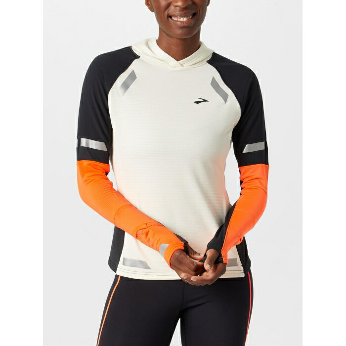 ֥å Brooks  Women's Run Visible Notch Thermal Hoodie 2.0 Women Ecru...
