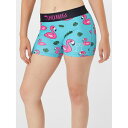 Chicknlegs 【 Women's Blue Flamingos 3" Compression Shorts Women Blue Flamingos 】 レディース 青色 ブルー コンプレッション ショーツ スポーツ アウトドア ランニング マラソン ウェア レディースウェア レデ
