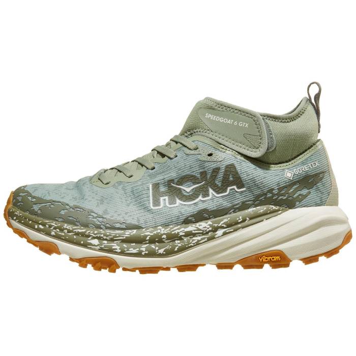 Hoka 【 Speedgoat 6 Mid Gtx Men Sea Moss/Oat Milk 】 ミッド スポーツ アウトドア ランニング マラソン シューズ メンズシューズ メンズ