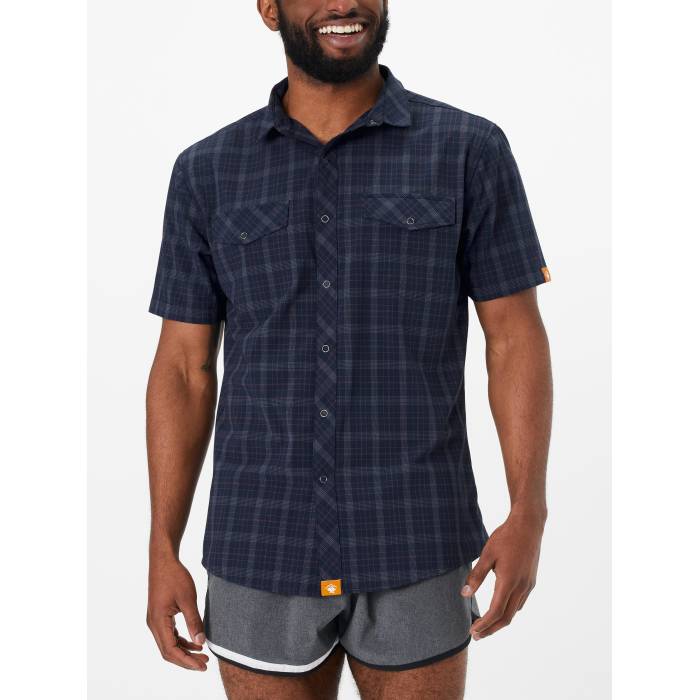 Rabbit 【 Men's High Country Short Sleeve Shirt Blue Plaid Men 】 メンズ ハイ カントリー Sleeve スリーブ 青色 ブルー スポーツ アウトドア ランニング マラソン ウェア メンズウェア メンズ