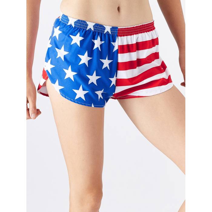 Boa 【 Women's 1" Stretch Elite Split Short Usa Flag Women 】 レディース エリート スポーツ アウトドア ランニング マラソン ウェア レディースウェア レディース