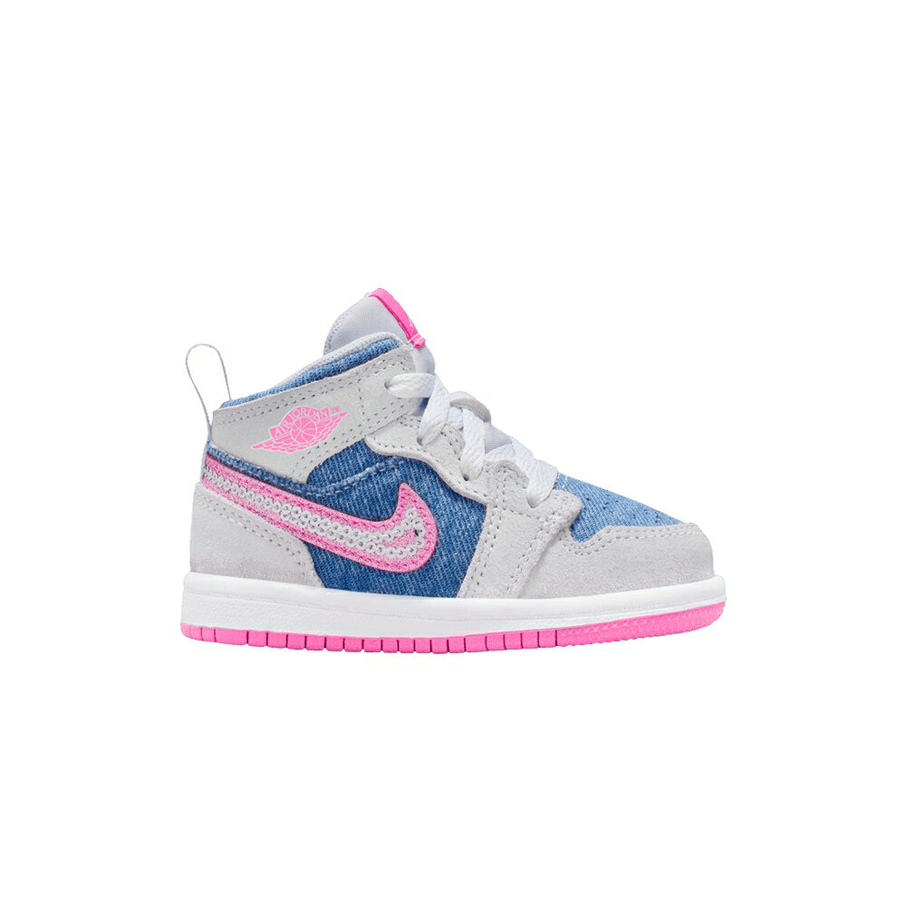 Shoes - ナイキ ミッド 白色 ホワイト ピンク エアジョーダン 'DENIM SEQUIN' ベビー AIR JORDAN AIR JORDAN 1 MID SE TD / COBALT BLISS WHITE PINK GLOW