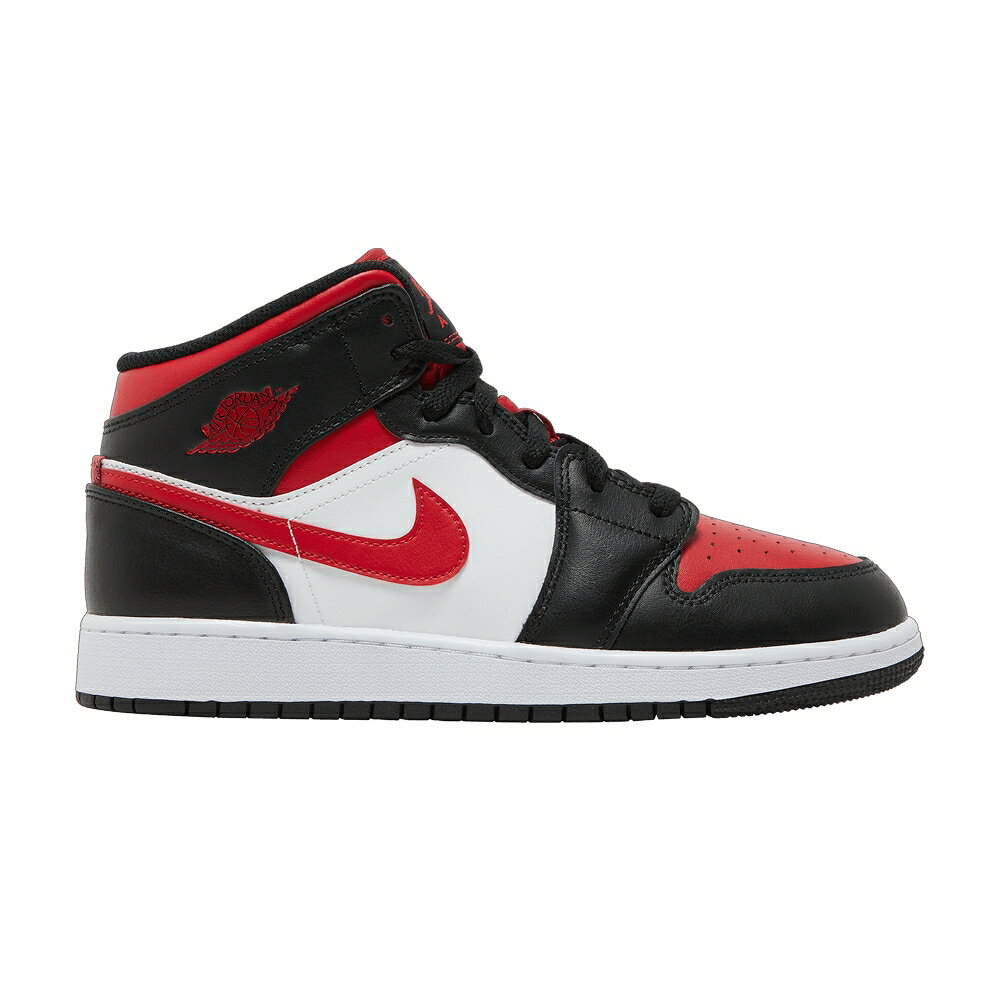 Shoes - ナイキ ミッド ファイア 黒色 ブラック 赤 レッド 白色 ホワイト エアジョーダン 'BLACK RED' ジュニア キッズ AIR JORDAN AIR JORDAN 1 MID GS FIRE / BLACK FIRE RED WHITE ベビー マタニティ スニーカー