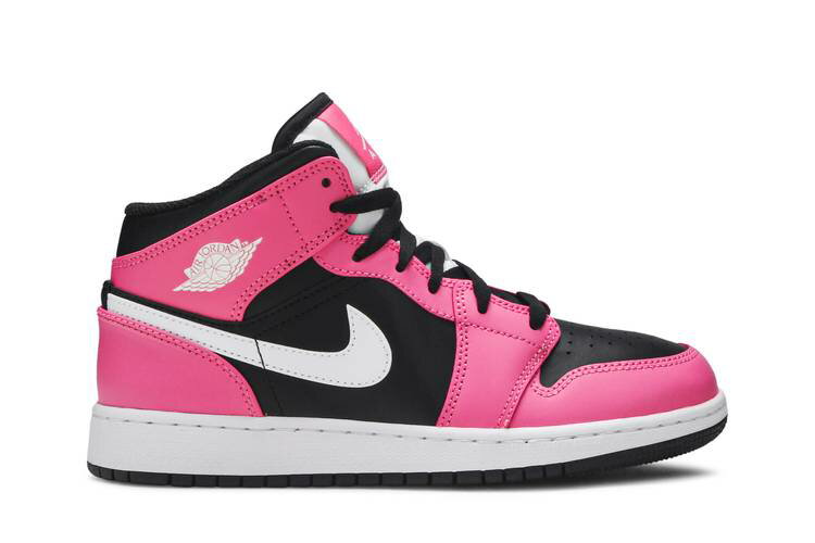 AIR JORDAN ナイキ ミッド 黒色 ブラック 白色 ホワイト エアジョーダン 'PINKSICLE' ジュニア キッズ 【 NIKE 1 MID GS BLACK WHITE PINKSICLE 】のサムネイル