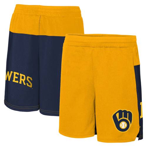 アウタースタッフ ブルワーズ ショーツ ハーフパンツ ジュニア キッズ 【 OUTERSTUFF BREWERS 7TH INNING STRETCH SHORTS - BOYS' GRADE SCHOOL / METALLICS 】 ベビー マタニティ ボトムス