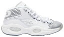 リーボック クエスチョン ミッド 白色 ホワイト 銀色 シルバー クエスチョンミッド ジュニア キッズ 【 REEBOK QUESTION MID - BOYS' GRADE SCHOOL / WHITE SILVER 】 ベビー マタニティ スニーカー