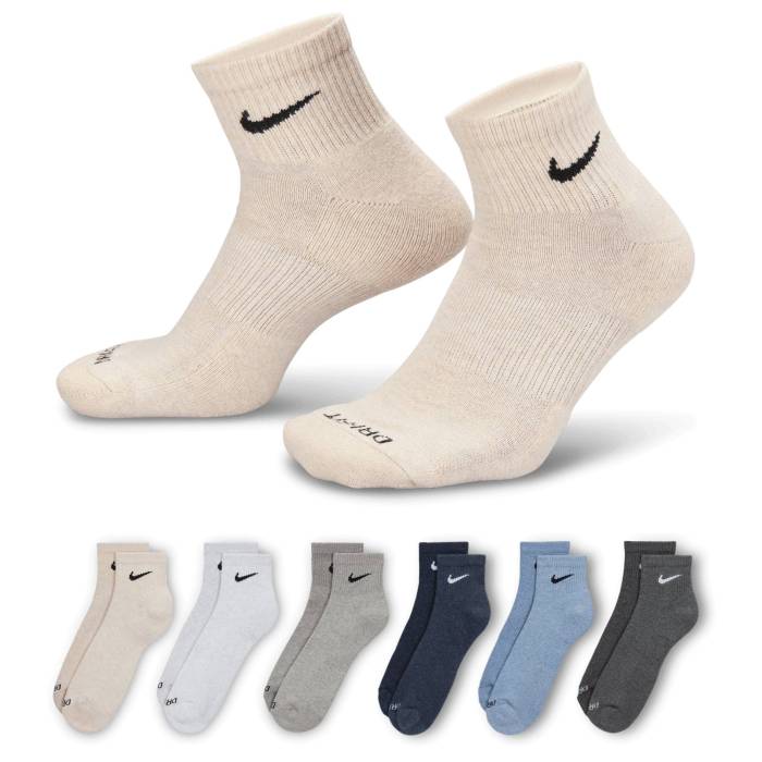 ナイキ Nike 【 6 Pack Dri-Fit Plus Quarter Socks Men's Oatmeal Heather/Birch Heather 】 ドライフ..