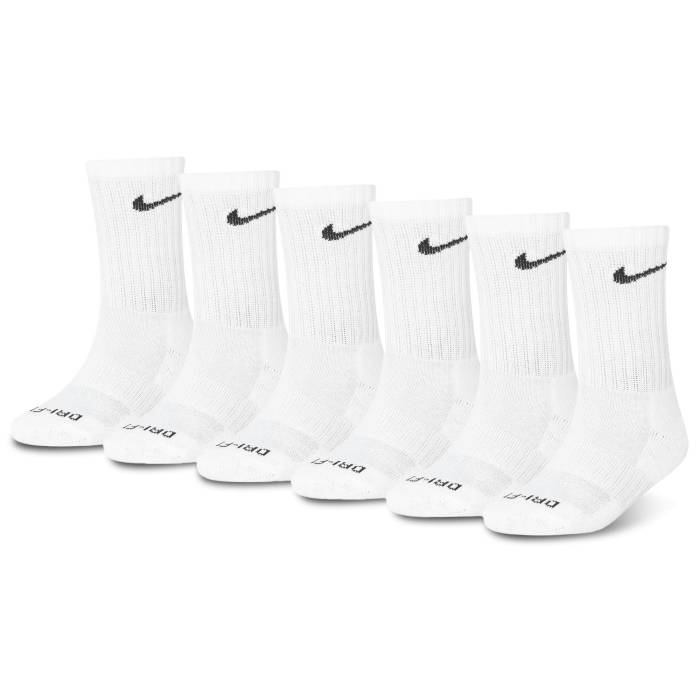 【★スーパーSALE★12/11深夜2時迄】ナイキ Nike 【 6 Pack Dri-Fit Performance Basic Crew Socks Boys' Preschool White/Black 】 ドライフィット パフォーマンス クルー ソックス・靴下 キッズ ベビー マタニティ キッズファッション 靴下 レッグウ