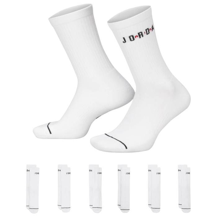 ナイキ ジョーダン Jordan 【 Essential Crew Socks 6 Pack Adult White/Red/Black 】 クルー ソックス..