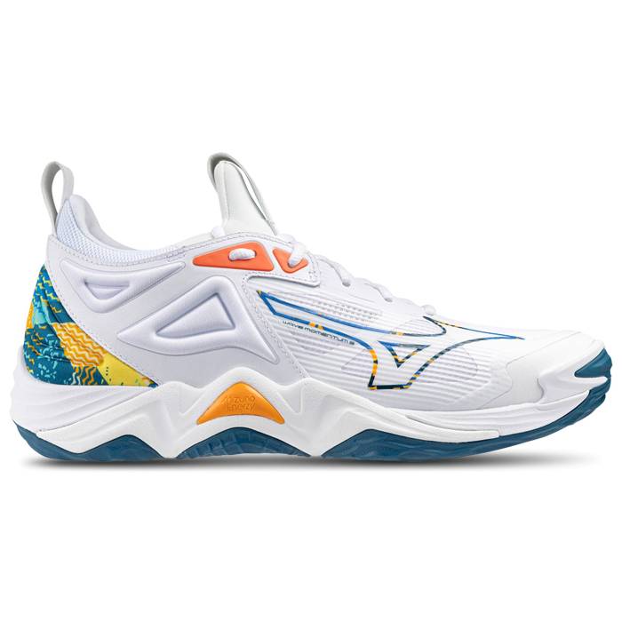 ミズノ Mizuno 【 Wave Momentum 3 Men's White/Moroccan Blue 】 Wave ウェーブ・ウェイブ メンズ 白色 ホワイト 青色 ブルー