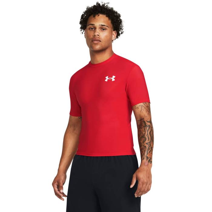 アンダーアーマー Under Armour 【 Heatgear Og Compression Short Sleeve Men's Red/White 】 コンプレッション Sleeve スリーブ メンズ Red 赤・レッド 白色 ホワイト