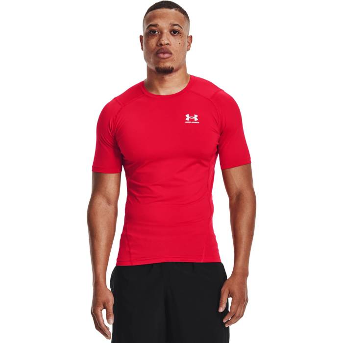 アンダーアーマー Under Armour 【 Heatgear Armour Compression S/S Football T-Shirt Men's Red/White 】 コンプレッション 半袖 Tシャツ フットボール Tシャツ メンズ Red 赤・レッド 白色 ホワイト