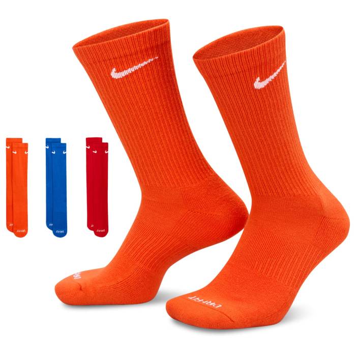 ナイキ Nike 【 3 Pack Dri-Fit Plus Crew Socks Men's Orange/Blue/Red 】 ドライフィット クルー ソックス・靴下 メンズ orange 橙・オレンジ 青色 ブルー Red 赤・レッド