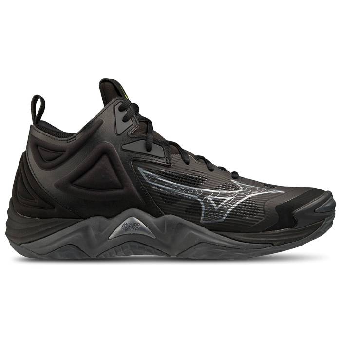 ミズノ Mizuno 【 Wave Momentum 3 Mid Men's Black/Grey 】 Wave ウェーブ・ウェイブ ミッド メンズ 黒色 ブラック 灰色 グレー