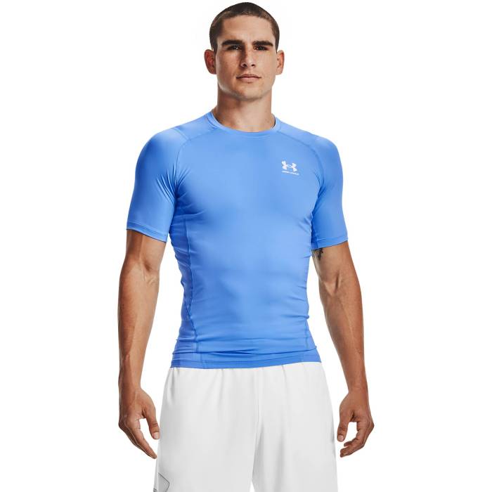 アンダーアーマー Under Armour 【 Heatgear Armour Compression S/S Football T-Shirt Men's White/Carolina Blue 】 コンプレッション 半袖 Tシャツ フットボール Tシャツ メンズ 白色 ホワイト カロライナ 青色 ブル