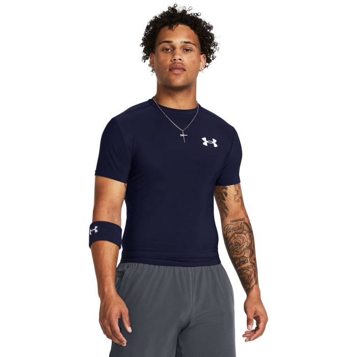 アンダーアーマー Under Armour 【 Heatgear Og Compression Short Sleeve Men's Midnight Navy/White 】 コンプレッション Sleeve スリーブ メンズ 紺色 ネイビー 白色 ホワイト