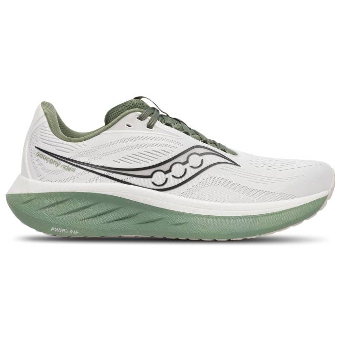 【★スーパーSALE★12/11深夜2時迄】サッカニー Saucony 【 Ride 18 Men's White/Olivine 】 靴 メンズ靴 スニーカー メンズ 白色 ホワイト