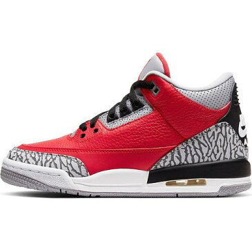 ナイキ ジョーダン JORDAN エア バスケットボール スニーカー 運動靴 赤 レッド 灰色 グレ 黒 ブラック KIDS' 【 AIR RED BLACK JORDAN GRADE SCHOOL RETRO 3 BASKETBALL SHOES GREY 】 キッズ ベビー マタニティ