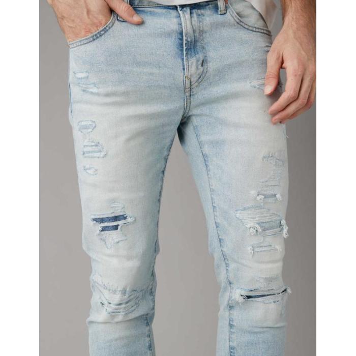 アメリカンイーグル American Eagle 【 Ae Airflex+ Ultrasoft Patched Athletic Skinny Jean Men 】 スキニー メンズファッション オーダーメイド ズボン パンツ メンズ