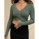 American Eagle Aerie 【 Aerie Cropped Ribbed Cardigan Women 】 カーディガン レディースファッション ...