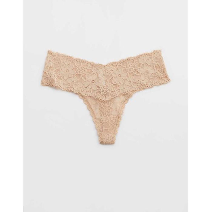 American Eagle Aerie  Show Off Eyelash Lace Thong Underwear Women  ...