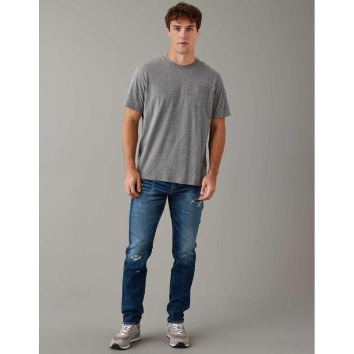 アメリカンイーグル American Eagle 【 Ae Airflex+ Patched Athletic Fit Jean Men 】 メンズファッション オーダーメイド ズボン パンツ メンズ
