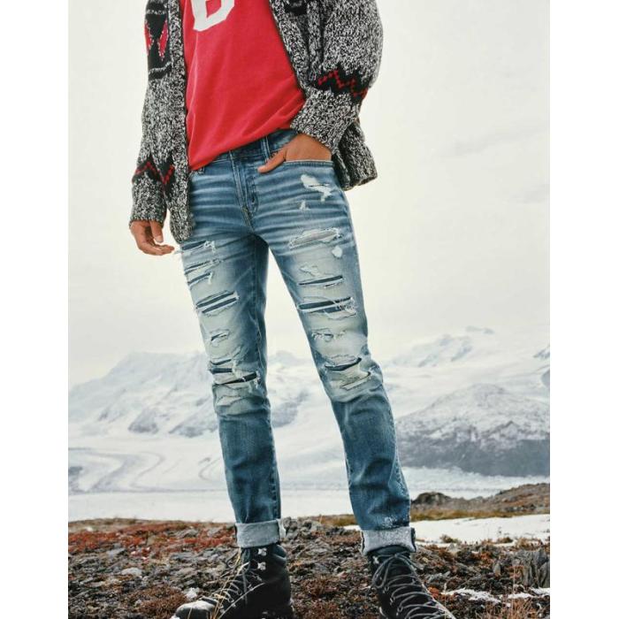 アメリカンイーグル American Eagle 【 Ae Airflex 360 Patched Skinny Jean Men 】 スキニー メンズファッション オーダーメイド ズボン パンツ メンズ
