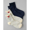 アメリカンイーグル American Eagle 【 Ae Terry Patch Ruffle Boyfriend Socks 2-Pack Women 】 ...